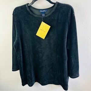 Denim & Co. Black Stretch Corduroy Long Sleeve Top Size 1X NWT‎